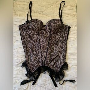 Victoria's Secret Black and Pink Lace Corset